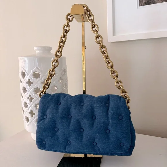 Zara Viral Puffy Denim Chain Bag - Picture 6 of 16